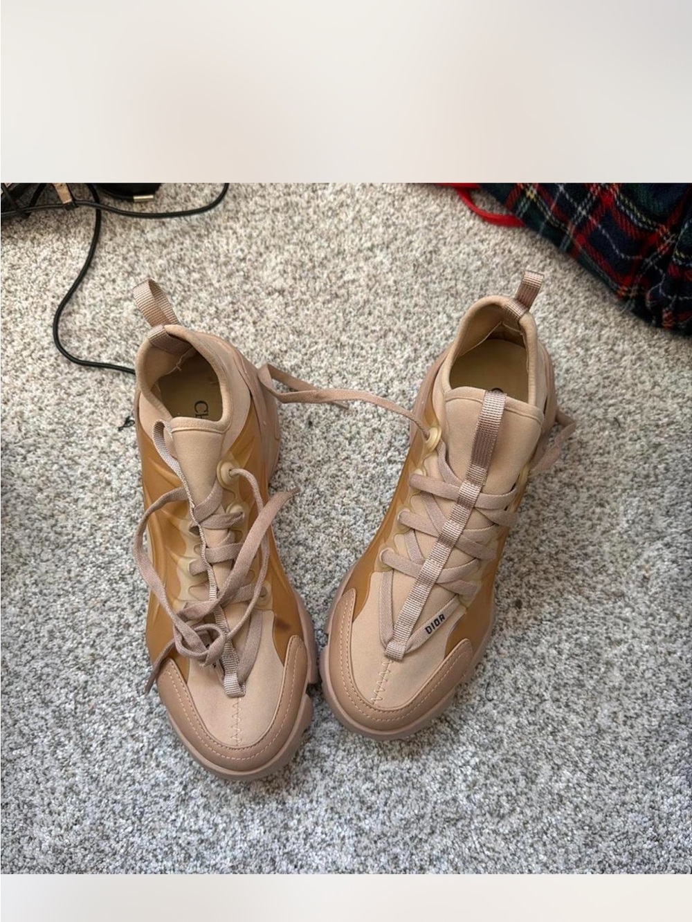 Dior Neutral Beige and Tan Chunky Runner Sneakers